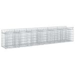 Pat ridicat din gabion 2 pcs Argintiu 300 x 50 x 60 cm GartenMobel Dekor