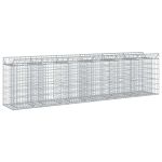 Pat ridicat din gabion 2 pcs Argintiu 300 x 50 x 80 cm GartenMobel Dekor
