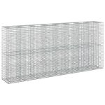 Pat ridicat din gabion 4 pcs Argintiu 330 x 50 x 150 cm GartenMobel Dekor