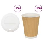 Cești de cafea din hârtie cu capace 1000 buc 16 oz 400 ml GartenMobel Dekor
