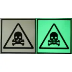 Semn avertizare Substanțe toxice fosforescent, 10x10 cm, vizibil noaptea