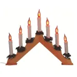 Piramidă luminoasă cu 7 lumânări tip flacără roșie, pentru decor de Crăciun