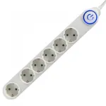 Prelungitor de rețea Home cu 6 prize, 3500W, întrerupător, protecție copii, 1.5 m, alb