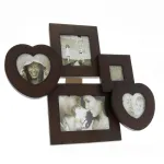 Ramă foto multiplă din lemn Timber, 5 fotografii, vintage, maro închis
