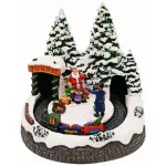 Scenetă de Crăciun muzicală cu Moș Crăciun, tren și LED multicolor