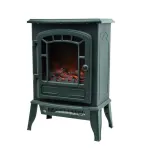 Șemineu electric panoramic negru 2000W, 2 trepte, flacără LED și termostat ajustabil