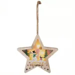 Decoratiune stea LED din lemn, cu temporizator, pentru usa sau geam, 17 cm