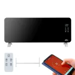 Radiator electric Leziter Hekla 1200/2400W cu Wi‑Fi, IP24, sticla neagra