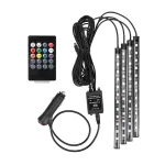 Kit lumini LED RGB pentru interior auto cu senzor de sunet, 4 benzi 12V, IR