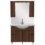 Set mobilier baie Leziter Bianca Plus 105 cu oglindă și lavoar, Aida nuc