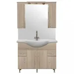 Set mobilier baie Leziter Bianca Plus 105 cu lavoar și oglindă, stejar Sonoma