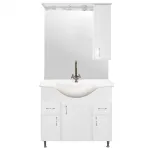 Set mobilier baie Leziter Bianca Plus 85, alb lucios, deschidere dreapta