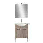 Set mobilier baie Leziter Nerva Prime 65 cu lavoar si oglinda, ulm Rauna