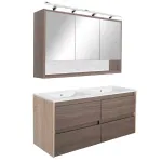 Set mobilier baie Leziter Porto 120 cm cu lavoar dublu, stejar sonoma/ulm rauna