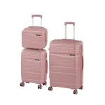 Set 3 valize trolley Leziter TraveLux Voyager IX, ABS, TSA, roz-auriu