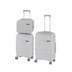Set valize rulante Leziter TraveLux Voyager VIII, ABS, TSA, gri, 3 piese