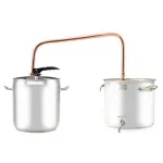Aparat de distilare din inox 17L cu serpentină din cupru, set cu vas răcire 25L