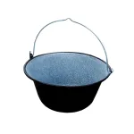 Ceaun emailat smălțuit 16L din fier, pentru foc deschis și jar, negru