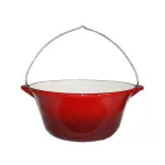 Ceaun din fontă emailată 7,2 L, roșu, pentru foc deschis și jar