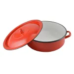 Cratiță emailată roșie cu capac, 10 L, Ø34 cm, oțel emailat