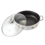 Cratita emailata de prajit cu capac sticla 26cm