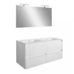 Set mobilier baie suspendat Leziter Porto Prime 120, alb, cu 2 lavoare