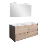 Set mobilier baie Leziter Porto Prime 120 cu lavoar dublu si oglinda