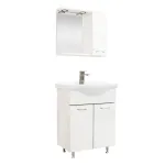 Set mobilier baie Leziter Ruben 65 alb cu lavoar ceramic si oglindă