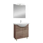 Set mobilier baie Leziter Ruben Prime 75 cu lavoar ceramic si oglinda