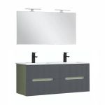 Set mobilier baie Leziter Trent 120 cm cu lavoar ceramic și oglindă 120x60