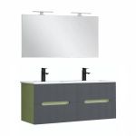 Set mobilier de baie Leziter Trent 120 cm cu lavoar ceramic si oglinda 120x60