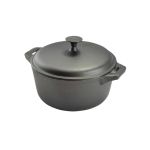 Oală din fontă 24 cm (4,2 L) cu capac, tratată cu ulei vegetal, Perfect Home