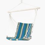 Hamac tip leagăn pentru 1 persoană, cu bară din lemn și inel metalic, 50x50x45 cm