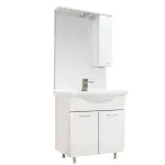 Set mobilier baie Leziter Vanessa 75 cm, alb, cu oglindă LED și chiuvetă