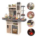 Bucătărie pentru copii cu 65 piese, abur rece, lumini, sunete și circuit de apă, 93,5 cm