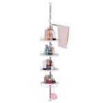 Raft de baie telescopic ajustabil 100–320 cm, 4 niveluri, suport prosop si carlige