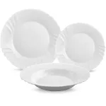 Set masă 19 piese din sticlă opal Ebro Luminarc, farfurii și bol salată