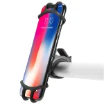 Suport telefon pentru bicicletă din silicon, universal 4–7 inch, montare pe ghidon, negru