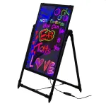 Tablă LED rescriptibilă 40x60 cm, efect neon multicolor, cu telecomandă și suport