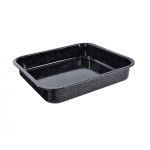 Tavă de cuptor emailată 42x37 cm, neagră, adâncime 7 cm