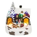 Dioramă de Crăciun cu LED multicolor și sanie rotativă cu reni, 20,5 cm