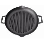 Tigaie grill din fontă 31 cm cu mânere, Perfect Home