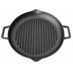 Tigaie grill din fontă 31 cm cu mânere, Perfect Home