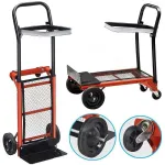 Cărucior-liză pliabil 2-în-1 cu 4 roți și suport sac, 80 kg