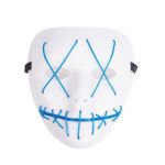 Mască Halloween The Purge luminoasă, neon albastru, 3 moduri, unisex