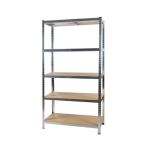 Raft metalic galvanizat 220x100x45 cm cu 5 polite MDF, 175 kg/polita