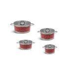 Set 4 oale din inox cu capace din sticlă, Bachmayer (16–24 cm)