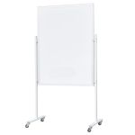 Tablă magnetică albă față-verso 90x120 cm, stand mobil cu roți blocabile