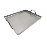 Tavă din oțel lustruit 40x40 cm cu mânere, pentru servire și bucătărie