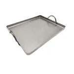 Tavă din oțel lustruit 40x40 cm cu mânere, pentru servire și bucătărie